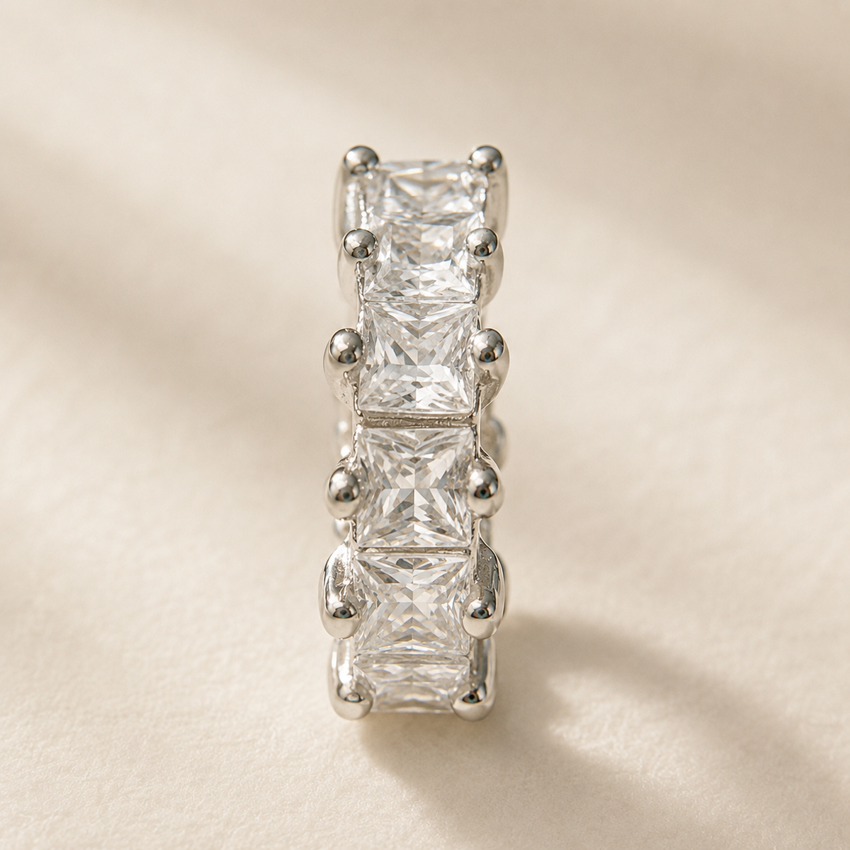 Candy Cube Ear Cuff in clear cubic zirconia, angled view