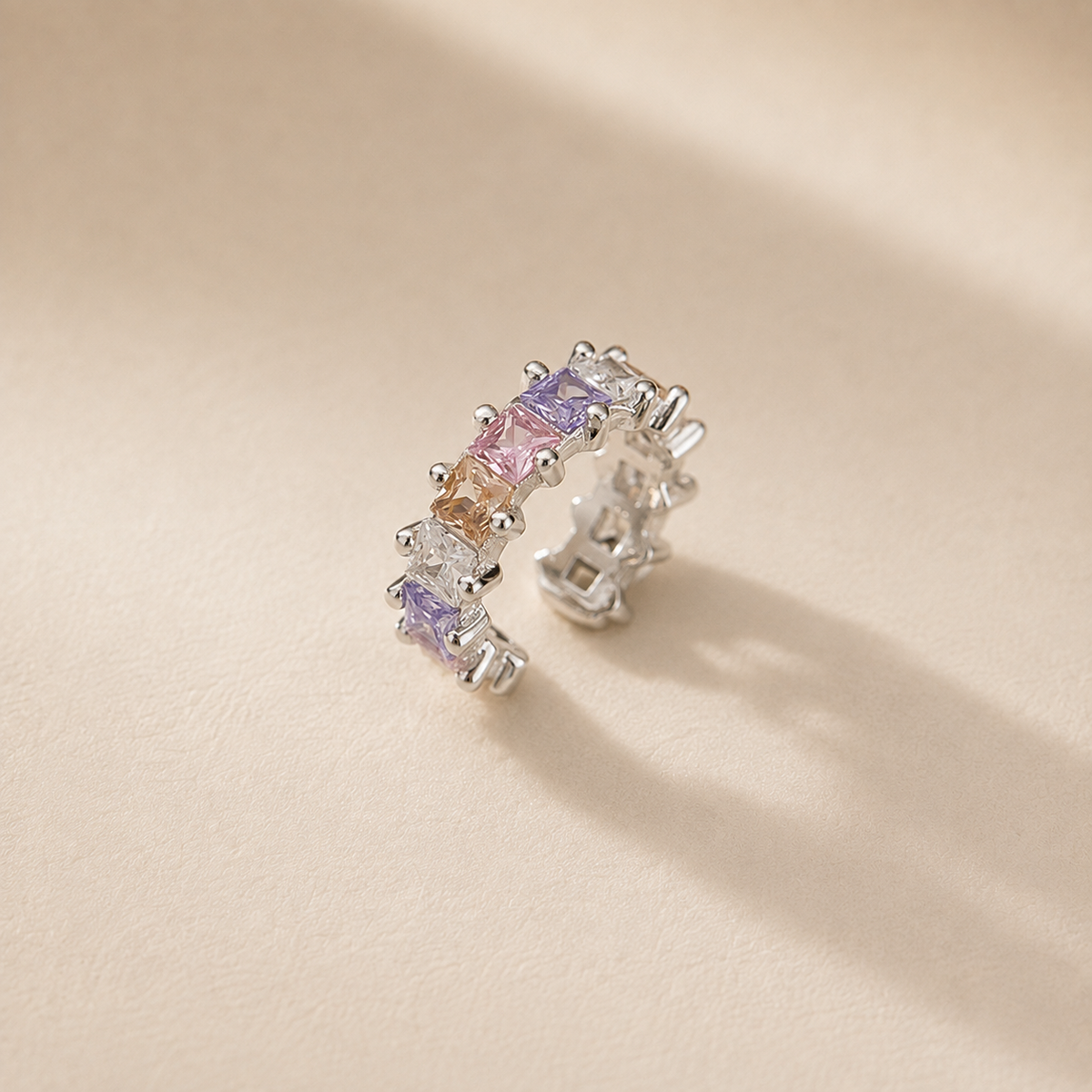 Candy Cube multicoloured ear cuff, detail of the cube stones