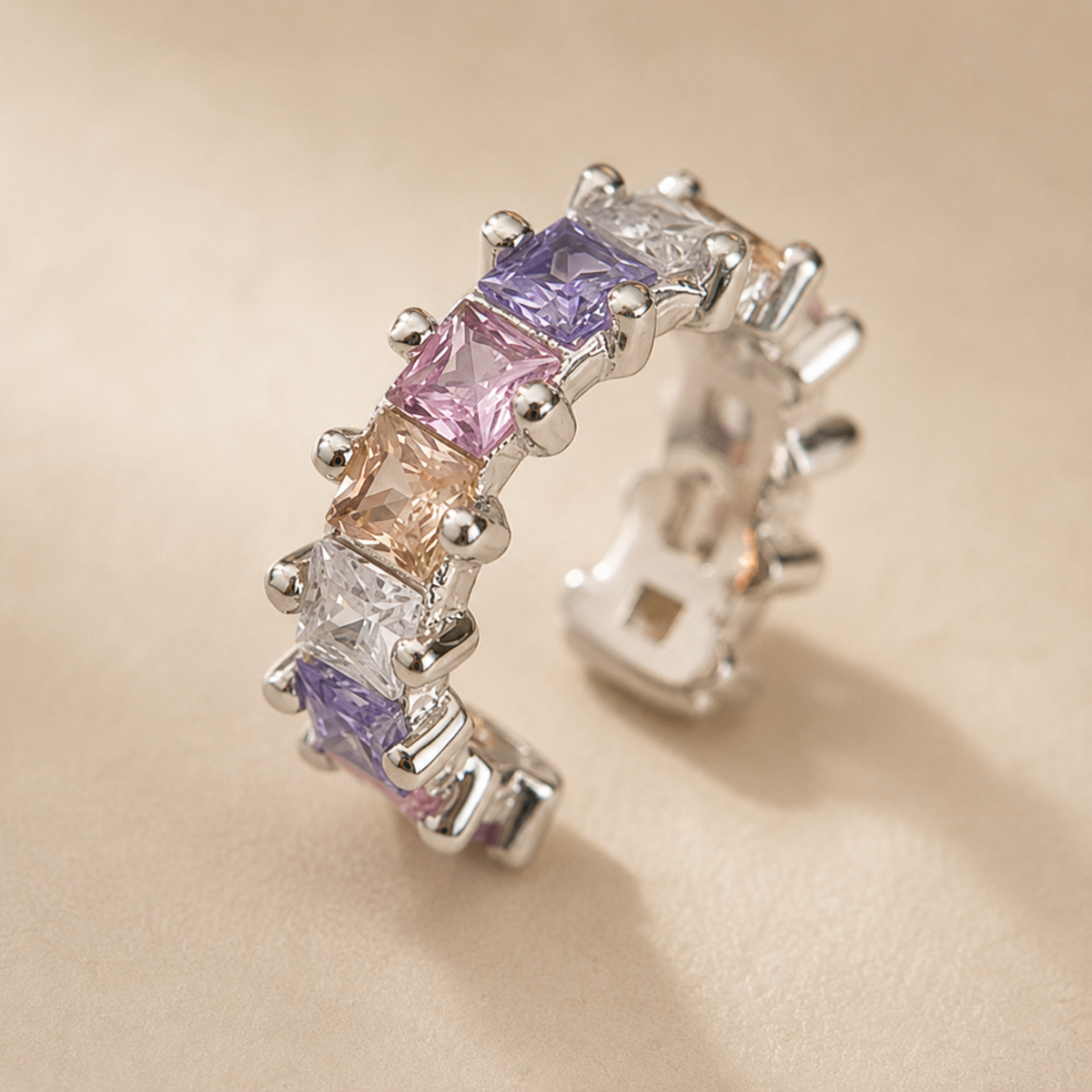 Candy Cube multicoloured cubic zirconia ear cuff, back view
