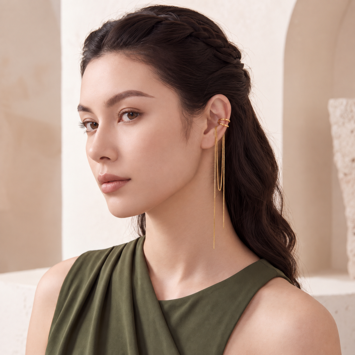 Golden Rain Ear Cuff