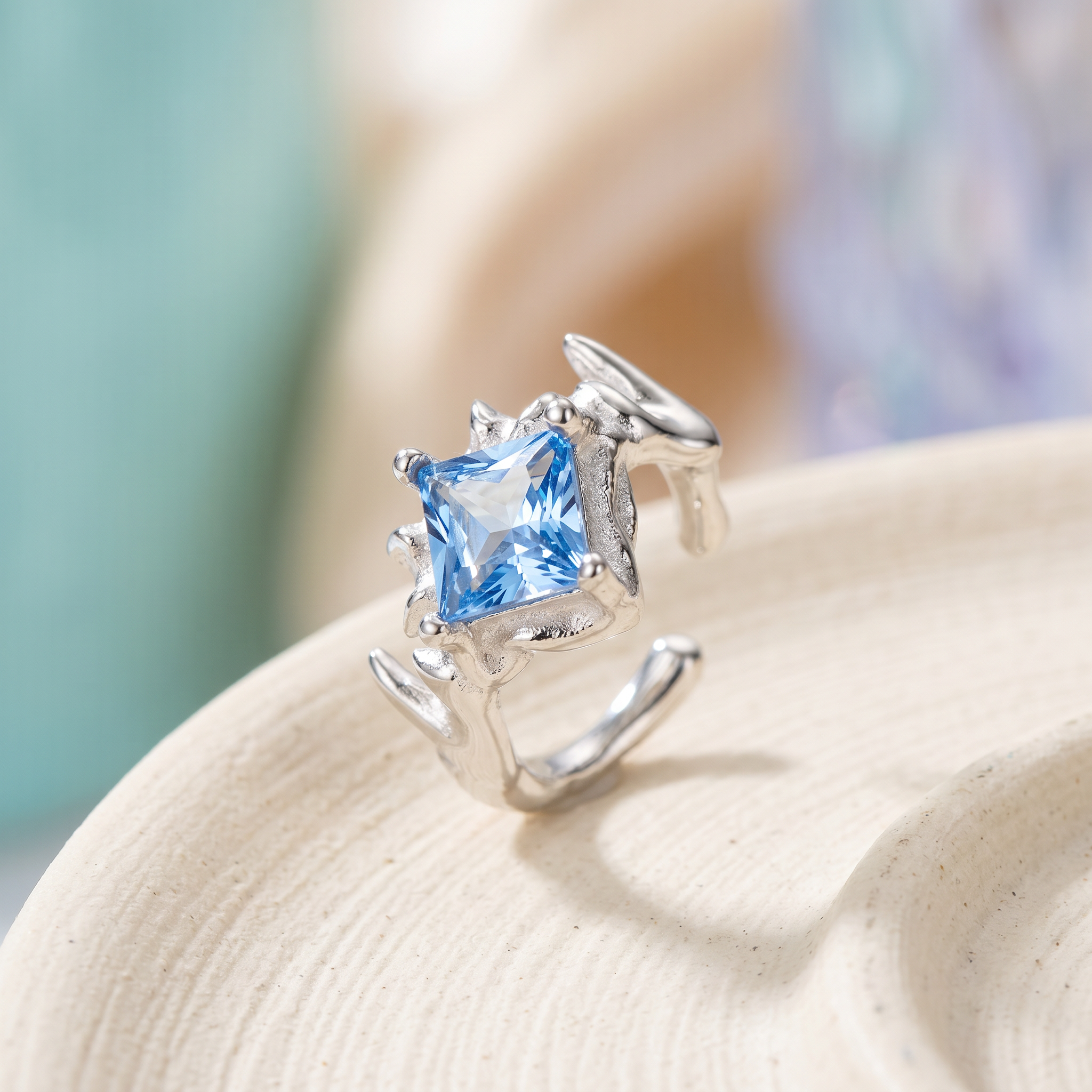Blue Dragon Claw Ear Cuff in 925 Sterling Silver