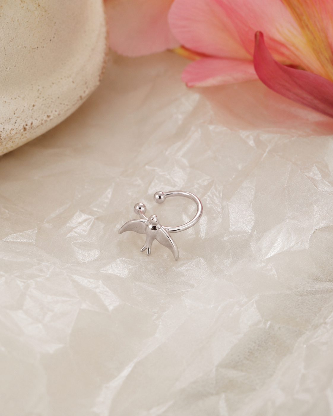 Dainty Bird Silver Ear Cuff