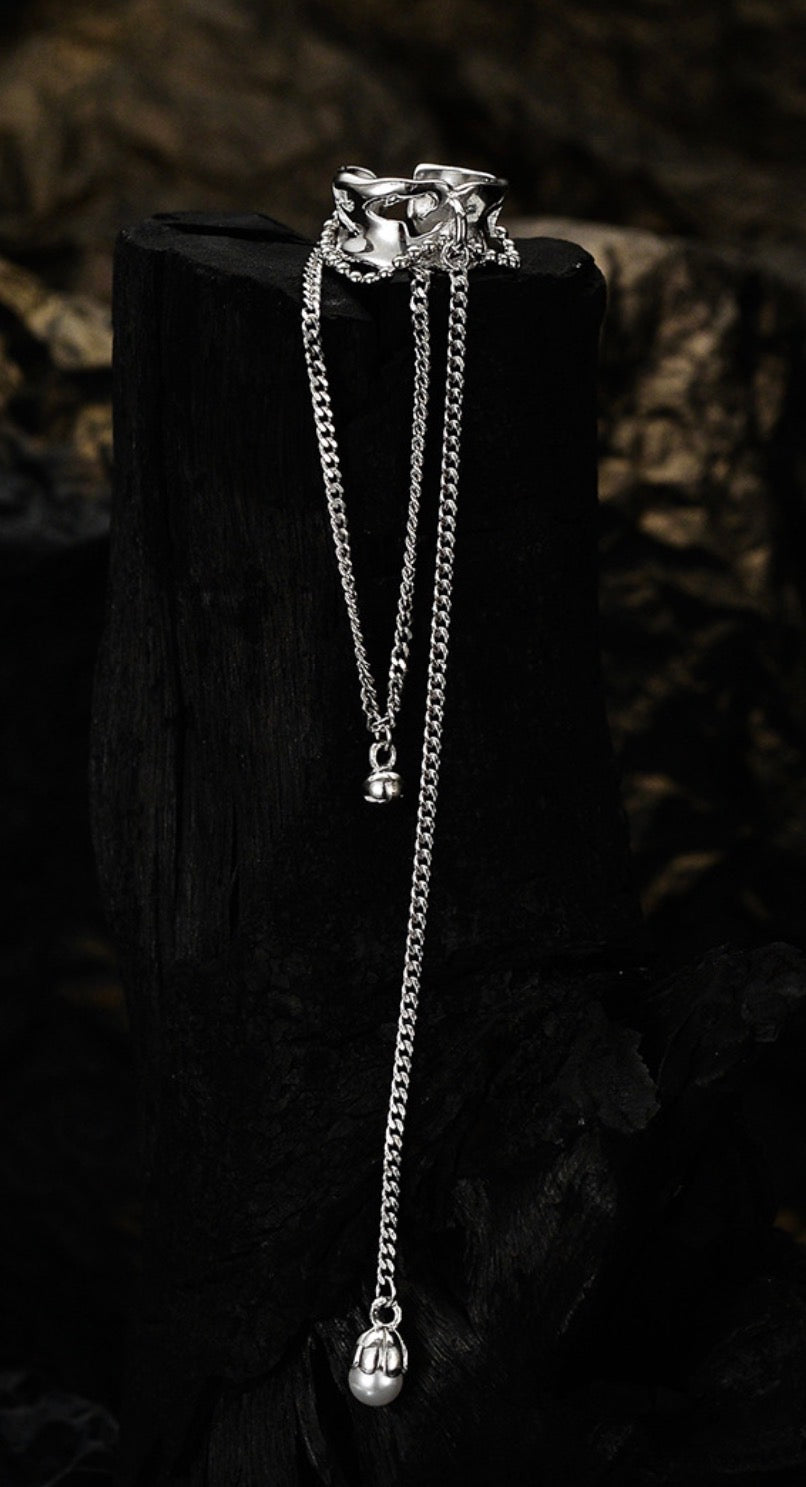 Minimalist Statement Silver Chain Ear Cuff