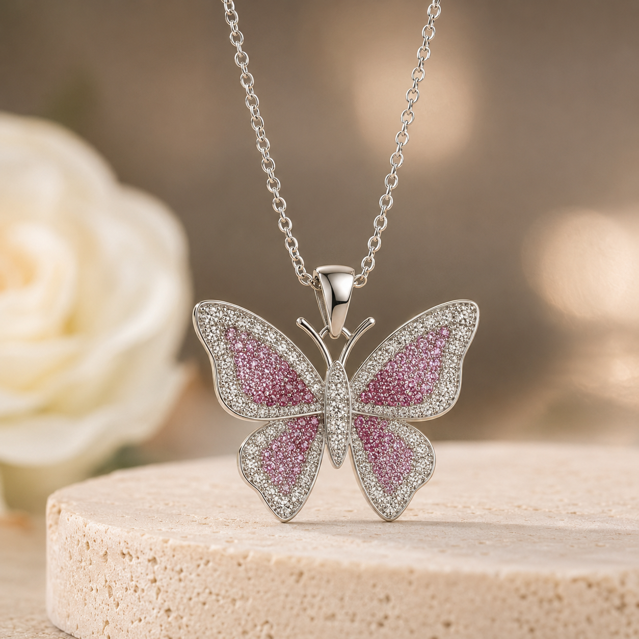 Blush Butterfly Necklace