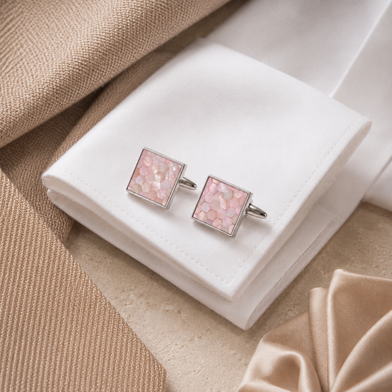 Pink Mother of Pearl Cufflinks