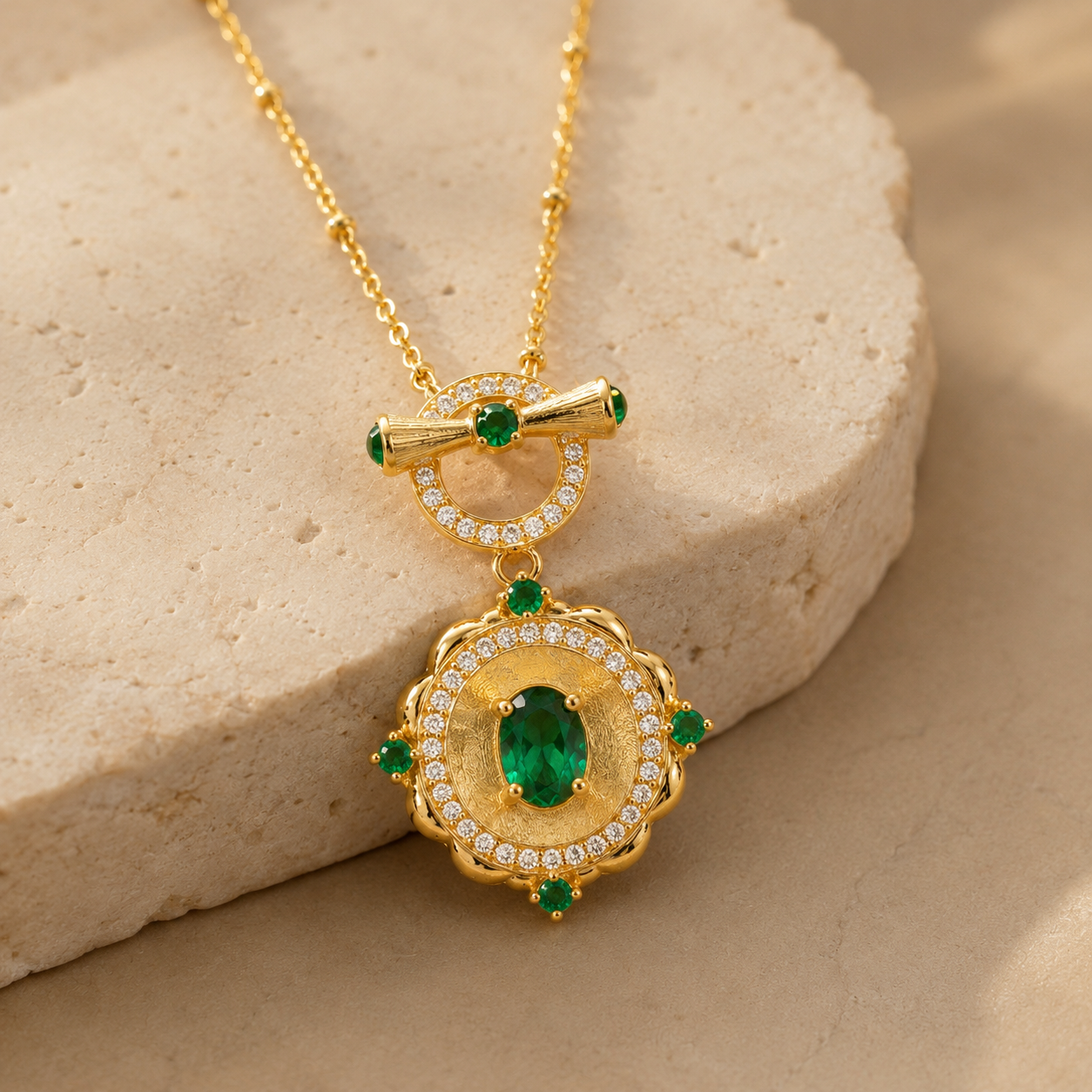 Aurelia Emerald Bloom Necklace