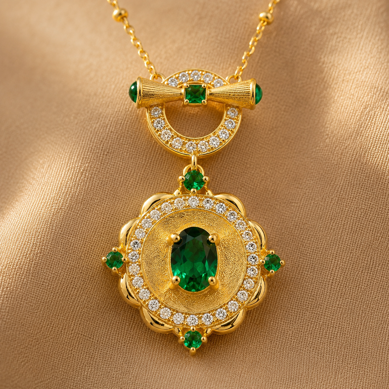 Aurelia Emerald Bloom Necklace