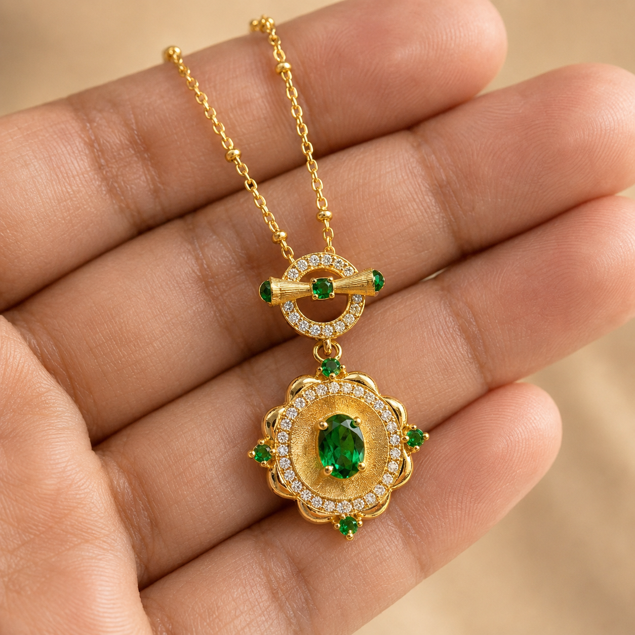 Aurelia Emerald Bloom Necklace