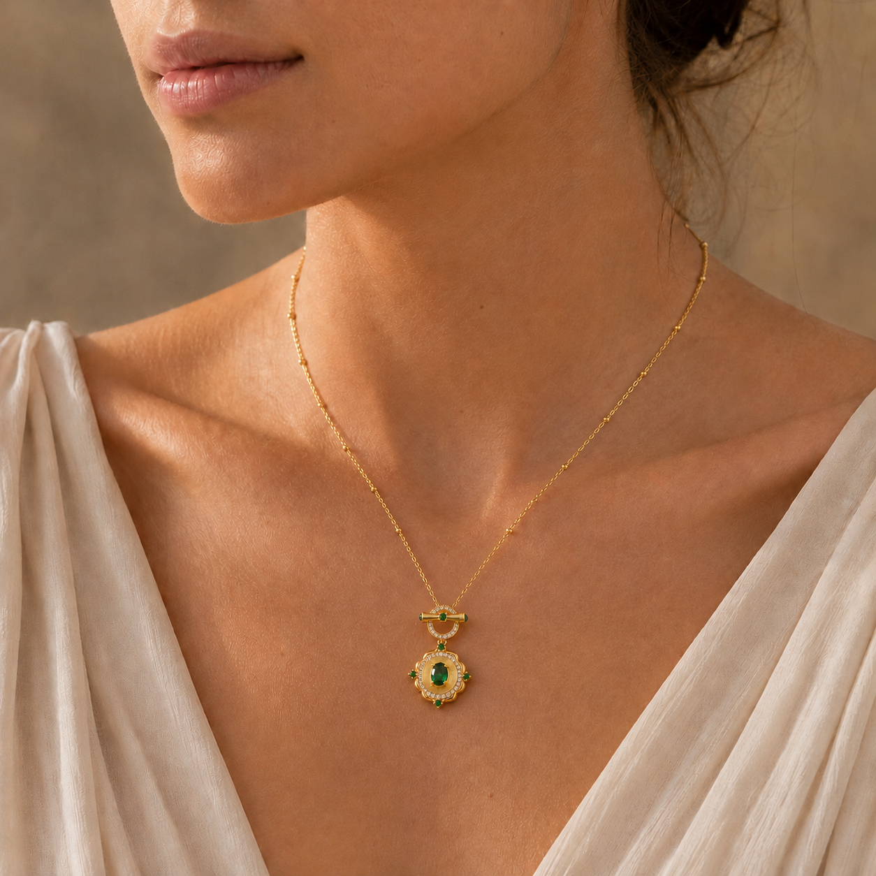 Aurelia Emerald Bloom Necklace