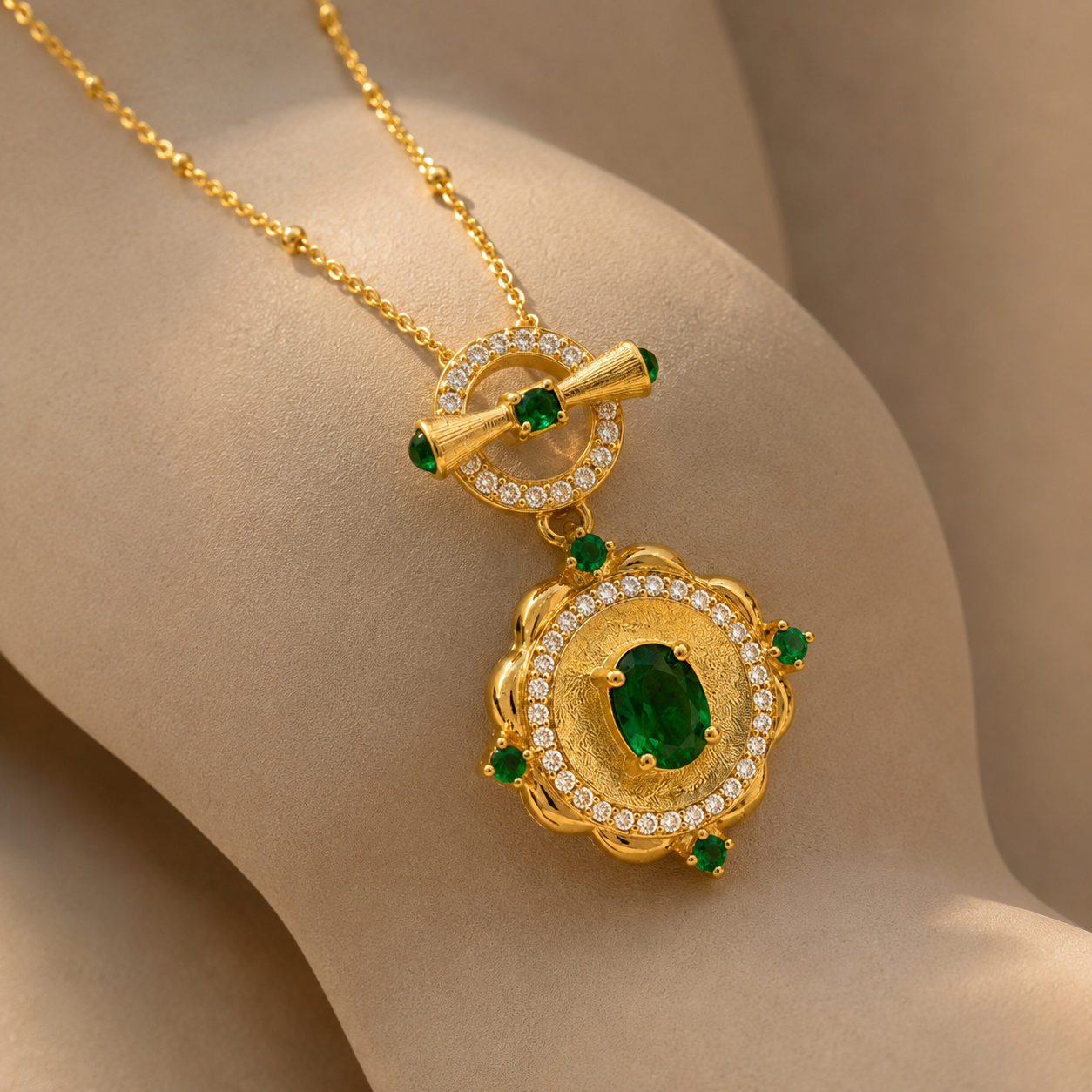 Aurelia Emerald Bloom Necklace