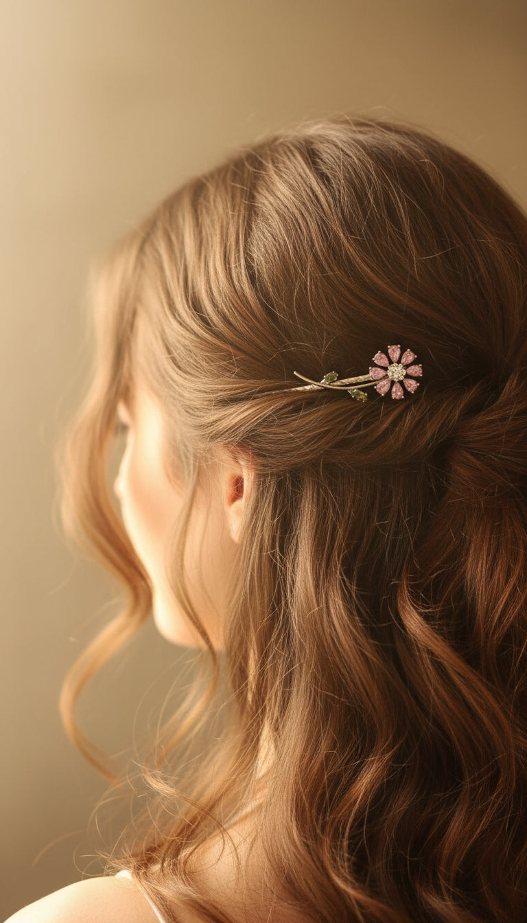 Pink Daisy Zircon Hair Accessory