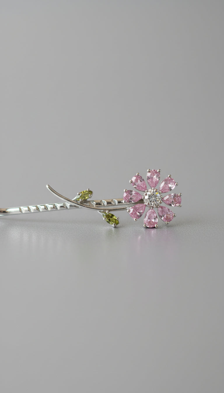 Pink Daisy Zircon Hair Accessory