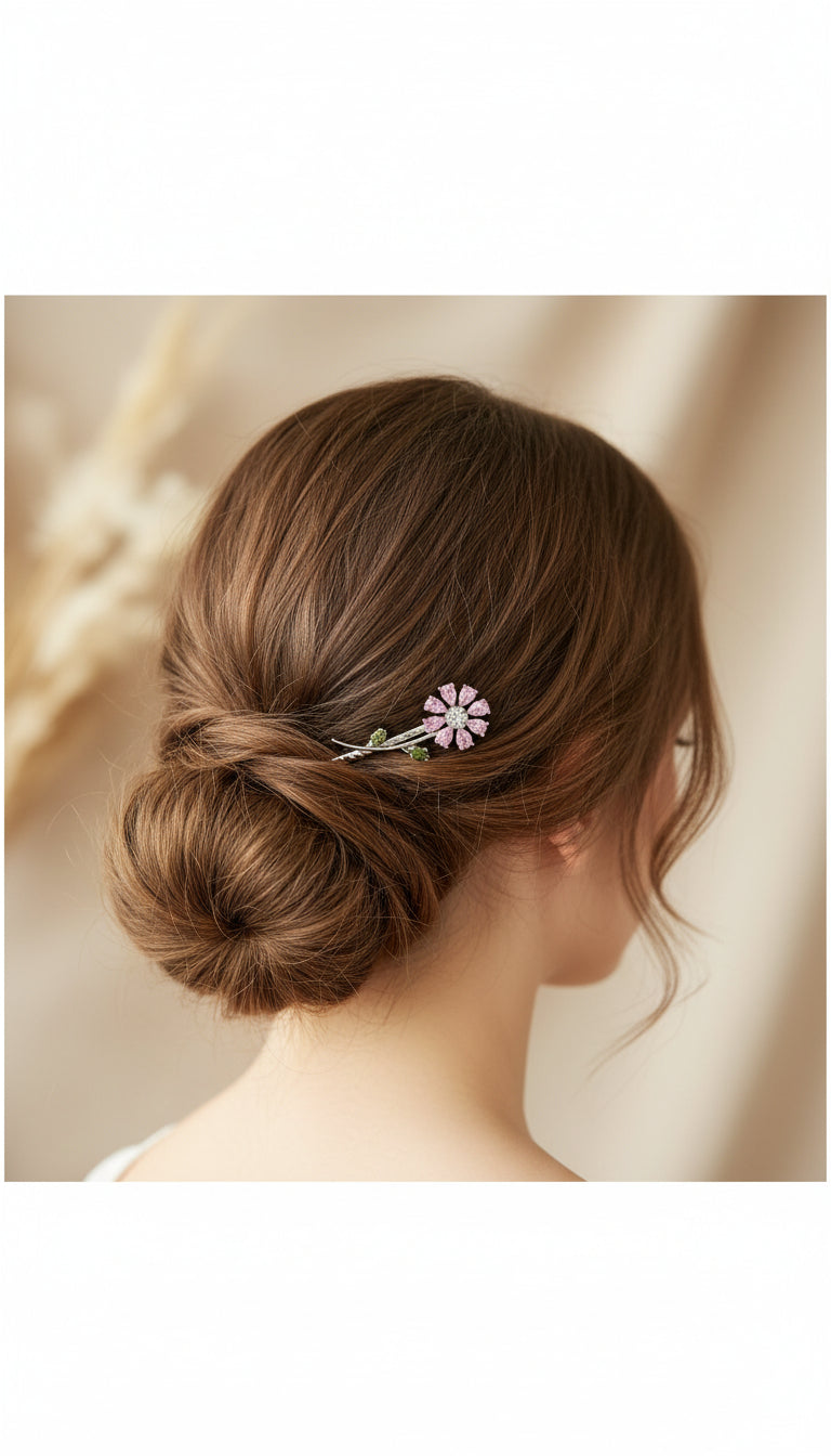 Pink Daisy Zircon Hair Accessory