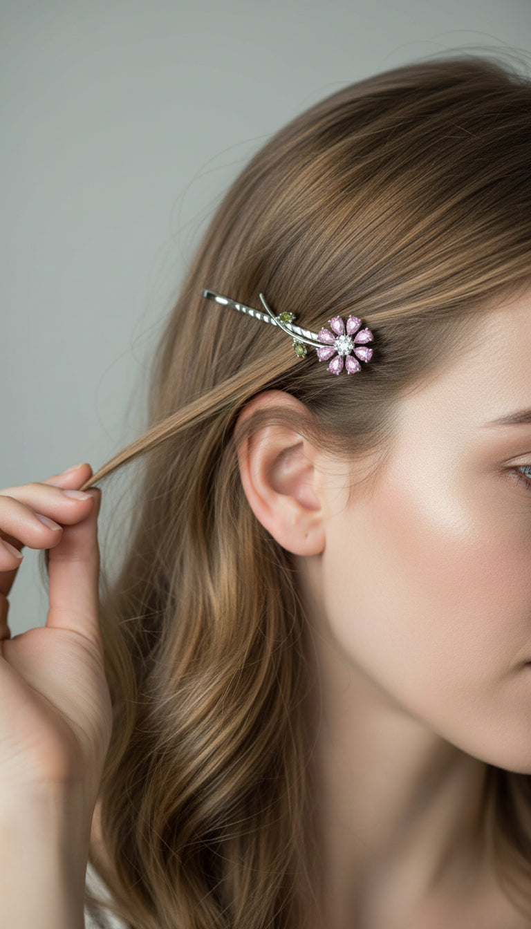 Silver Daisy Zircon Hair Accessory