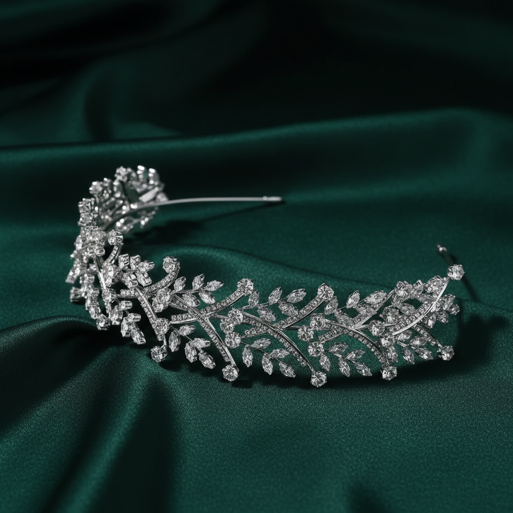 Silver Finish Leaf Bridal Headpiece