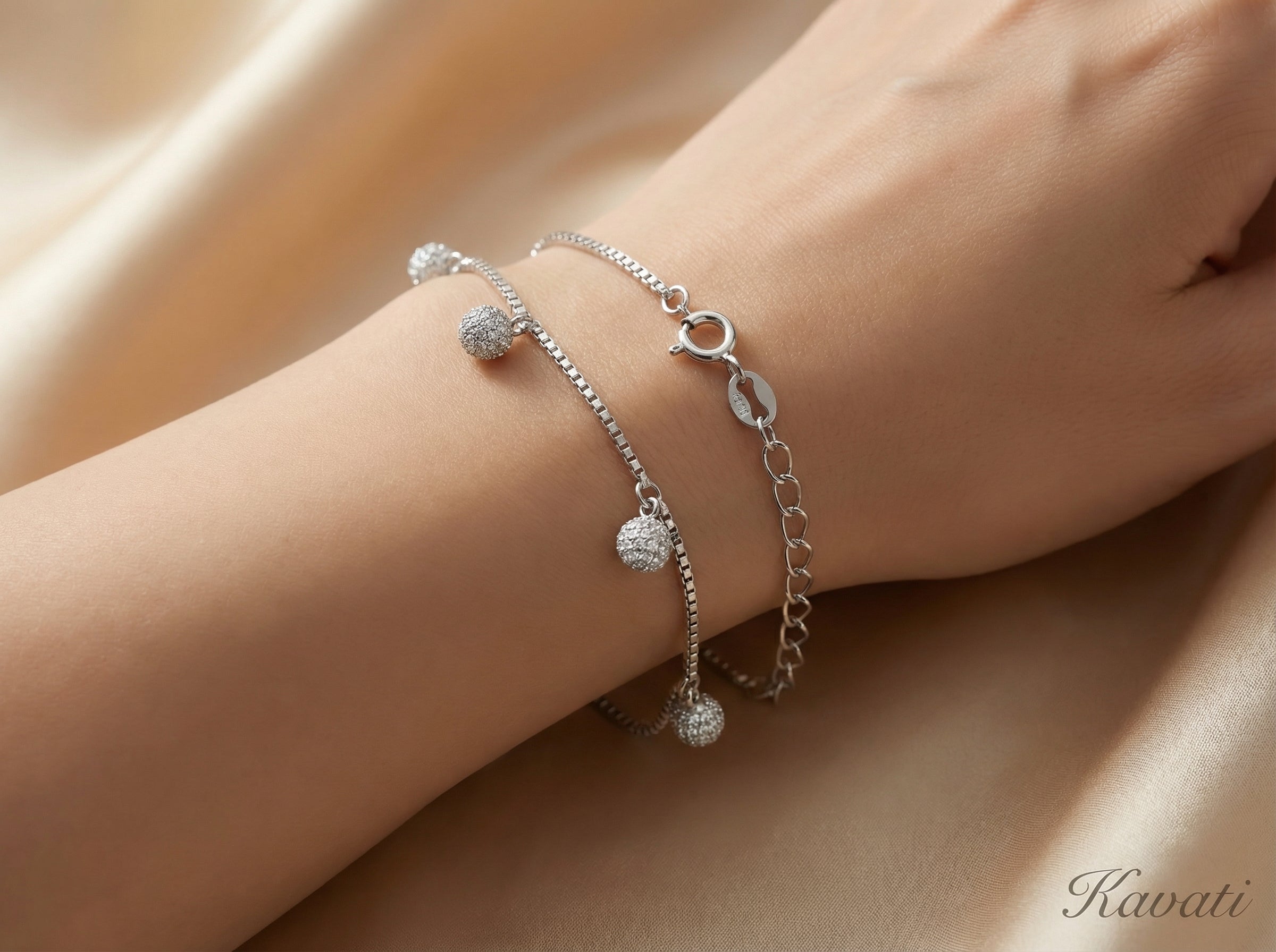 Handmade Silver Dainty Sparkle Anklet Bracelet