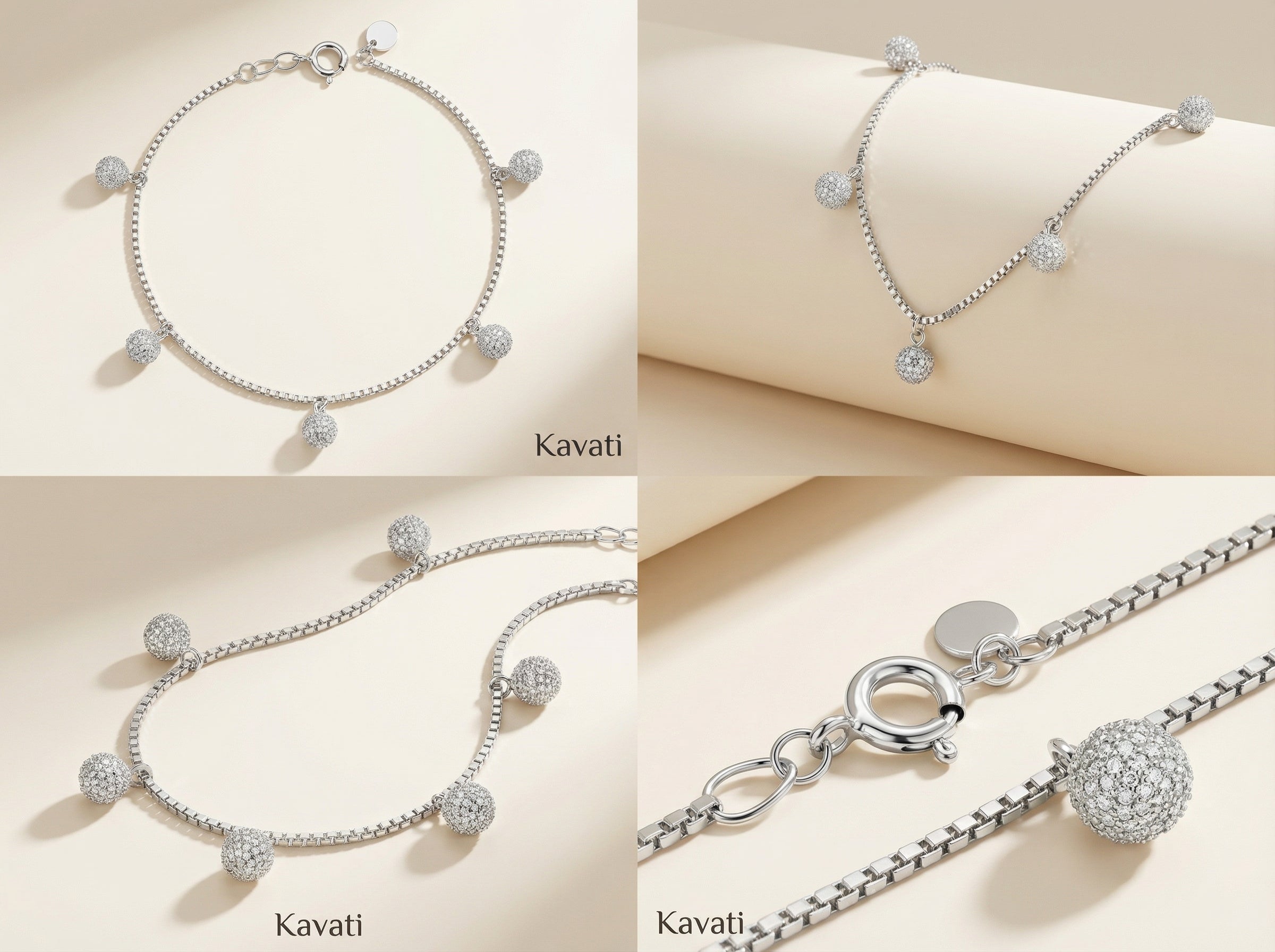 Handmade Silver Dainty Sparkle Anklet Bracelet