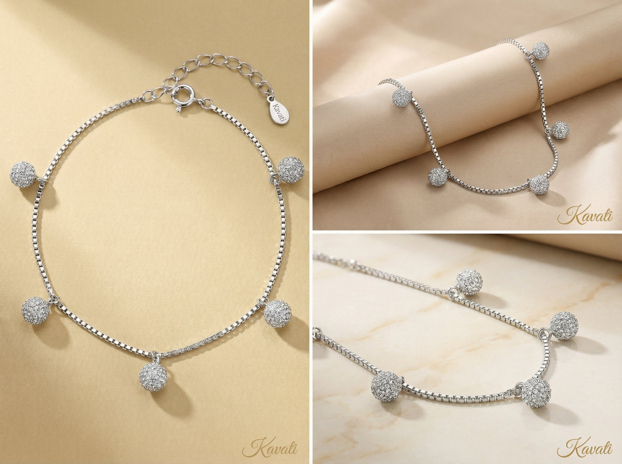 Handmade Silver Dainty Sparkle Anklet Bracelet